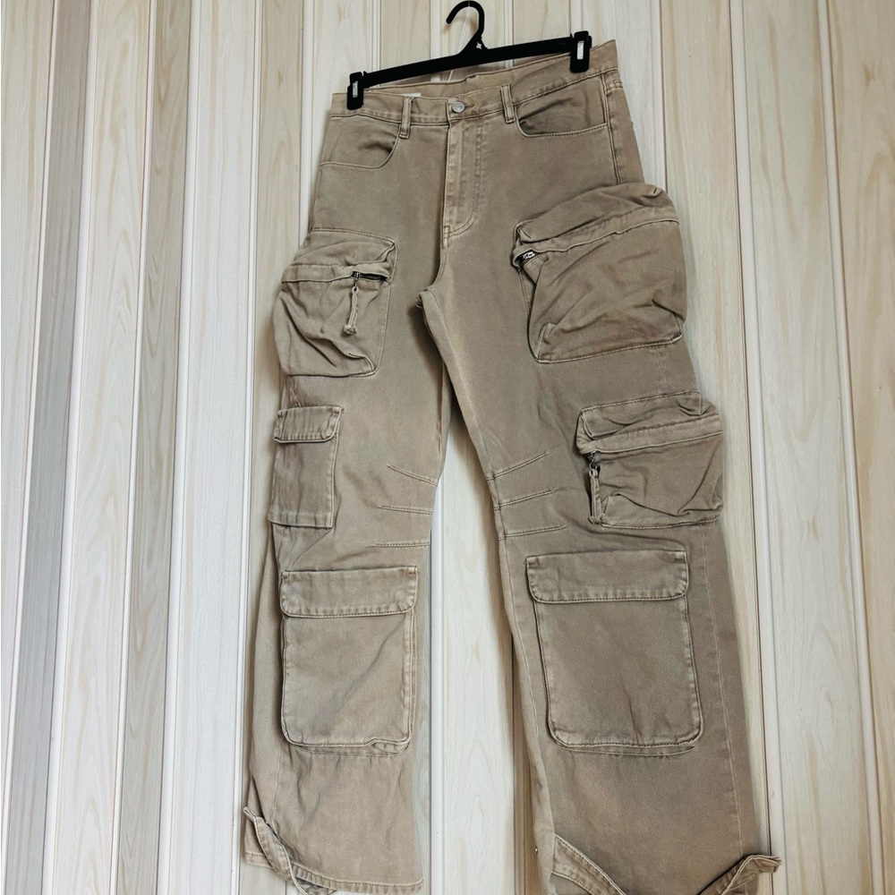 Zara Tan Cargo Pants with Utility Design